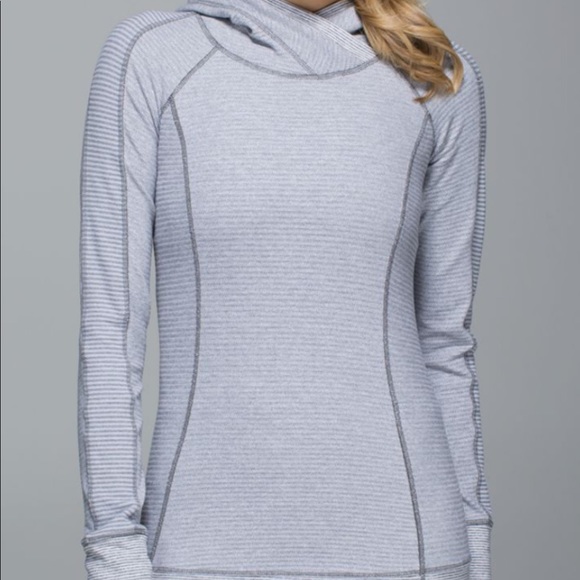 lululemon athletica Tops - Lululemon ‘Think Fast’ Hoodie Gray & White Microst